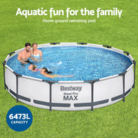 Swimming Pool 366x76cm Steel Frame Round Above Ground Pools w/ Filter Pump 6473L