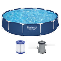 Swimming Pool 366x76cm Steel Frame Round Above Ground Pools w/ Filter Pump 6473L