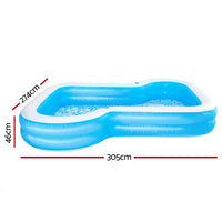 Swimming Pool Kids Above Ground Inflatable Rectangular Family 3M Pools