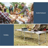 Folding Camping Table 240CM Portable Outdoor Picnic BBQ Aluminium Desk
