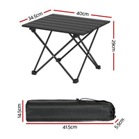 Folding Camping Table 40CM Roll Up Outdoor Picnic BBQ Aluminium Desk
