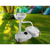 Camping Basin Portable Hand Wash Sink Stand 43L Capacity
