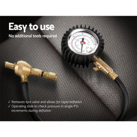 4X4 4WD Gauge Valve Rapid Tyre/Tire Deflator
