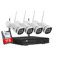 Wireless CCTV Security System 8CH NVR 3MP 4 Square Cameras 1TB
