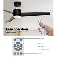 52'' Ceiling Fan DC Motor w/Light w/Remote - Black