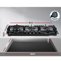 Gas Cooktop 90cm 5 Burner Black