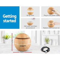 Aroma Diffuser Aromatherapy Light Wood 130ml