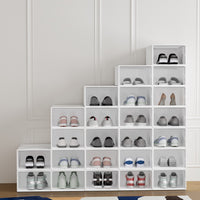 Shoe Box Set of 24 Storage Case Stackable Plastic Shoe Cabinet Cube White