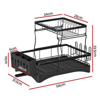 Cefito Dish Rack Expandable Drying Drainer Cutlery Holder Tray Kitchen 2 Tiers