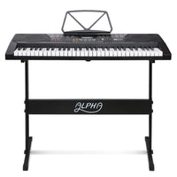 Alpha 61 Keys Electronic Piano Keyboard Digital Electric w/ Stand Lighted Black