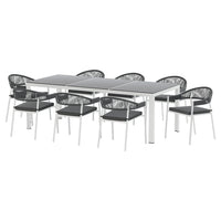 9PCS Outdoor Dining Set Table Chairs Patio Rope Lounge Setting 8-seater