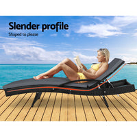 Set of 2 Outdoor Sun Lounge Chair with Cushion - Black