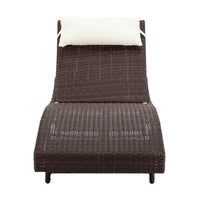 Outdoor Sun Lounge Setting Wicker Lounger Day Bed Rattan Patio Furniture Brown