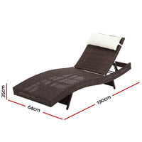 Outdoor Sun Lounge Setting Wicker Lounger Day Bed Rattan Patio Furniture Brown