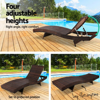 Outdoor Sun Lounge Setting Wicker Lounger Day Bed Rattan Patio Furniture Brown