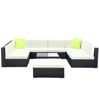 10-Piece Outdoor Sofa Set Wicker Couch Lounge Setting Cover