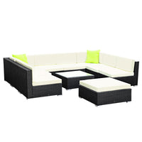 10-Piece Outdoor Sofa Set Wicker Couch Lounge Setting Cover