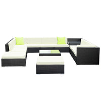 13-Piece Outdoor Sofa Set Wicker Couch Lounge Setting Cover