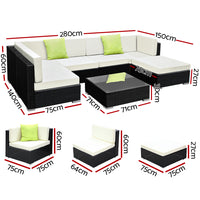 7-Piece Outdoor Sofa Set Wicker Couch Lounge Setting Cover