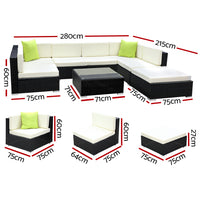 8-Piece Outdoor Sofa Set Wicker Couch Lounge Setting Cover