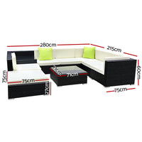 9-Piece Outdoor Sofa Set Wicker Couch Lounge Setting Cover