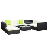 9-Piece Outdoor Sofa Set Wicker Couch Lounge Setting Cover