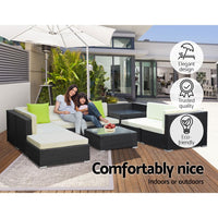 9-Piece Outdoor Sofa Set Wicker Couch Lounge Setting Cover