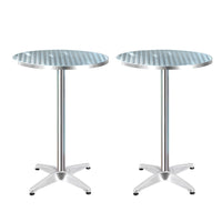 Gardeon 2pcs Outdoor Bar Table Furniture Adjustable Aluminium Cafe Table Round