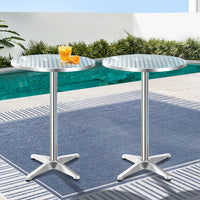 2pcs Outdoor Bar Table Furniture Adjustable Aluminium Cafe Table Round