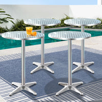 4pcs Outdoor Bar Table Furniture Adjustable Aluminium Cafe Table Round