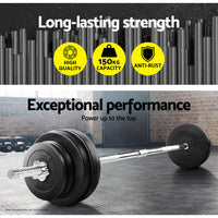 168CM 5.5FT Barbell Bar Fitness Weight Plates Dumbbells Row