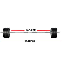 68kg Barbell Set Weight Plates Bar Lifting Bench 168cm