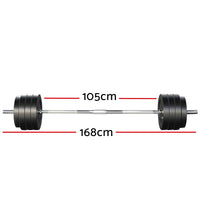 78kg Barbell Set Weight Plates Bar Lifting Bench 168cm