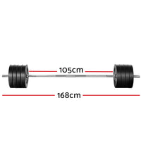 88kg Barbell Set Weight Plates Bar Lifting Bench 168cm