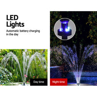 Solar Pond Pump with Battery Kit LED Lights 9.8FT