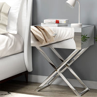 Mirrored Bedside Table Side End Table Drawers Nightstand Bedroom Silver