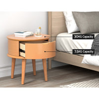Bedside Table Curved Drawers Side End Table Nightstand Legs Bedroom Oak
