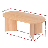 Oval Coffee Table Particle Board Wooden Living Room Table 110CM