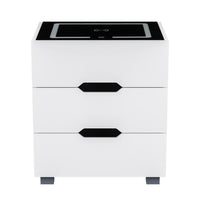 Smart Bedside Table 3 Drawers with Wireless Charging Ports LED White ADAD