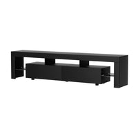 TV Cabinet Entertainment Unit Stand RGB LED Gloss Furniture 200cm Black