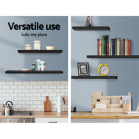 Floating Wall Shelf Set of 3 Black