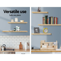 Floating Wall Shelf Set of 3 Oak