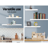 Floating Wall Shelf Set of 3 White