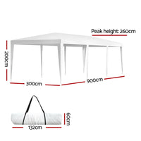 Instahut Gazebo 3x9 Wedding Party Marquee Tent Outdoor Event Camping Shade White