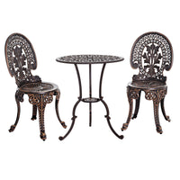3PC Patio Furniture Outdoor Bistro Set Dining Chairs Aluminium Bronze