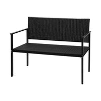 Outdoor Garden Bench Seat Rattan Chair Steel Patio Furniture Park Black