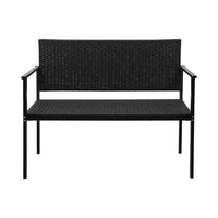 Outdoor Garden Bench Seat Rattan Chair Steel Patio Furniture Park Black