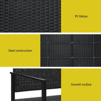 Outdoor Garden Bench Seat Rattan Chair Steel Patio Furniture Park Black