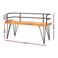 Outdoor Garden Bench Lounge Chair Wooden Steel 3 Seater Patio Furniture