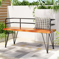 Outdoor Garden Bench Lounge Chair Wooden Steel 3 Seater Patio Furniture